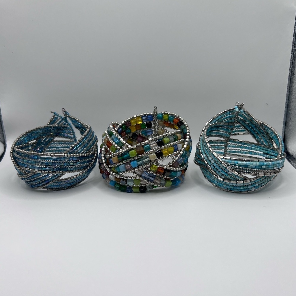 3 Pearl bead cuff bracelets